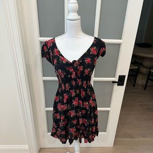 Black floral printed sun dress